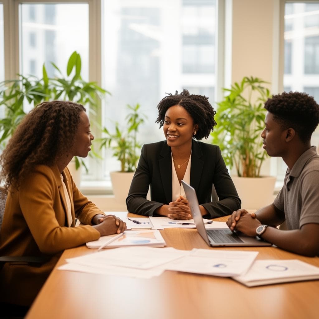 Mesken advisor reviewing study abroad plans with African students
